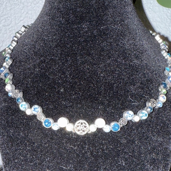Lia Sophia Silver Necklace with Blue and Green Accents - Picture 2 of 5